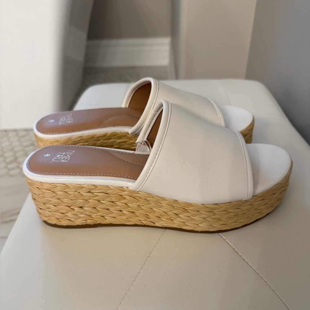 White platform sandals
